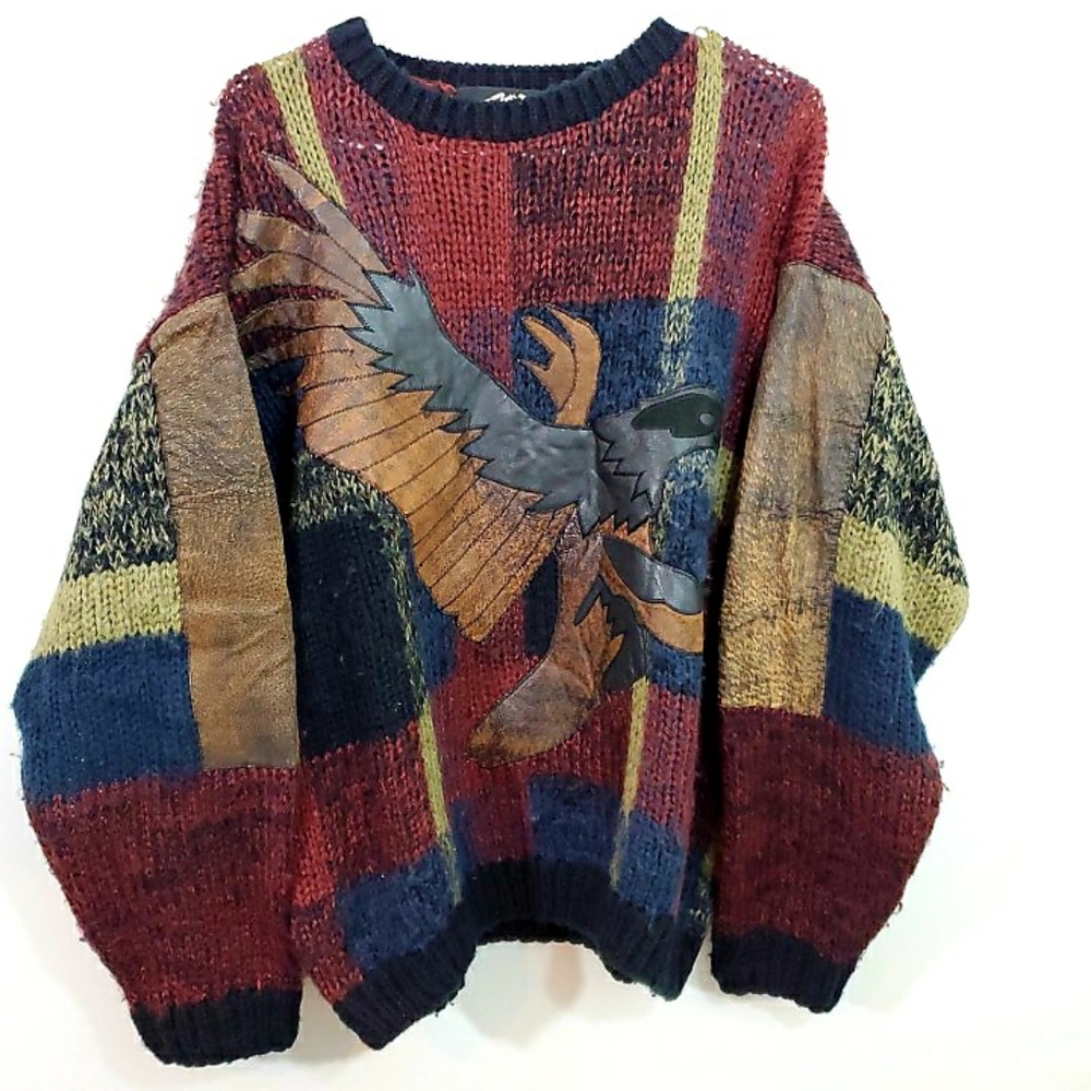 Harley Davidson Vintage Leather trim  sweater